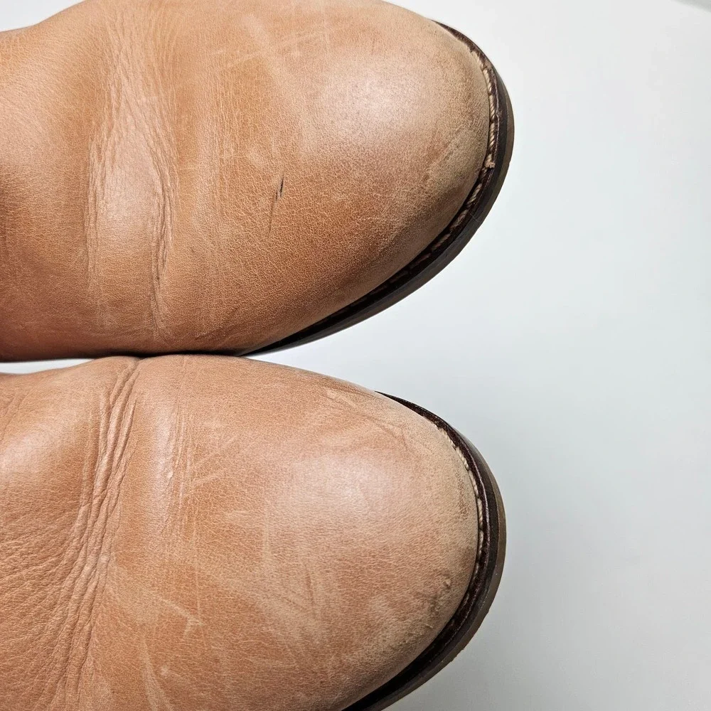 Toms Sherpa Heel Booties Women's 8.5 Tan Leather Ankle Boots‎
